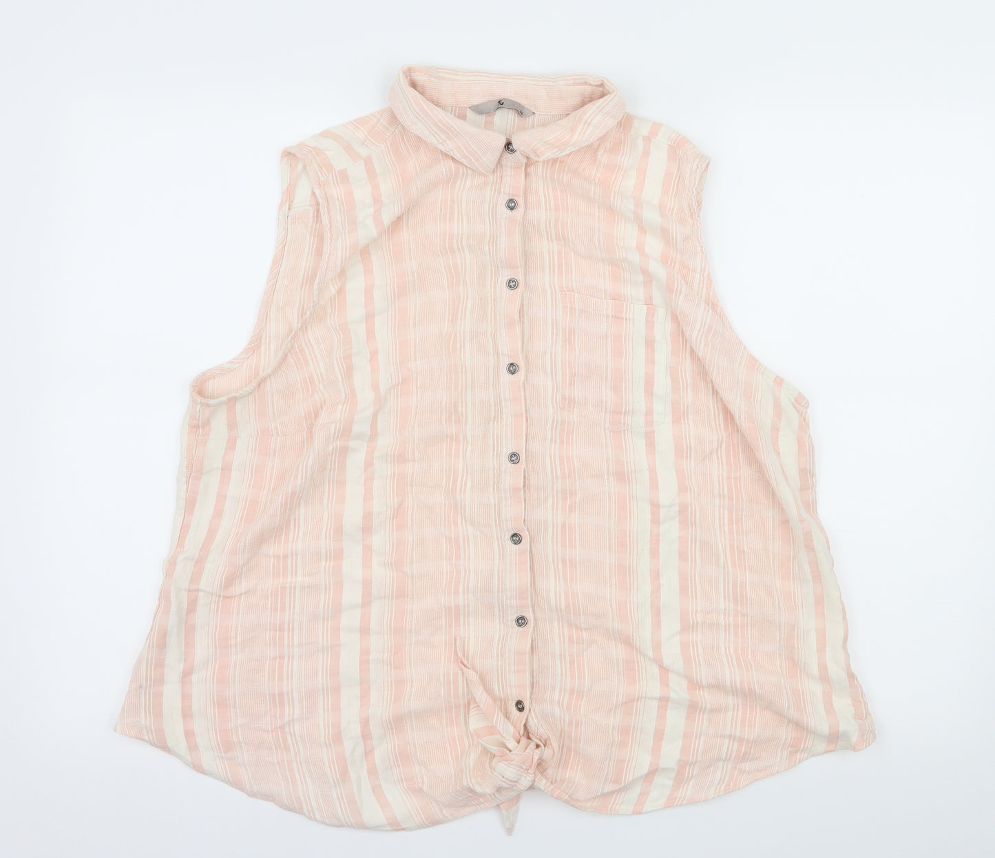 TU Womens Pink Striped  Basic Button-Up Size 22