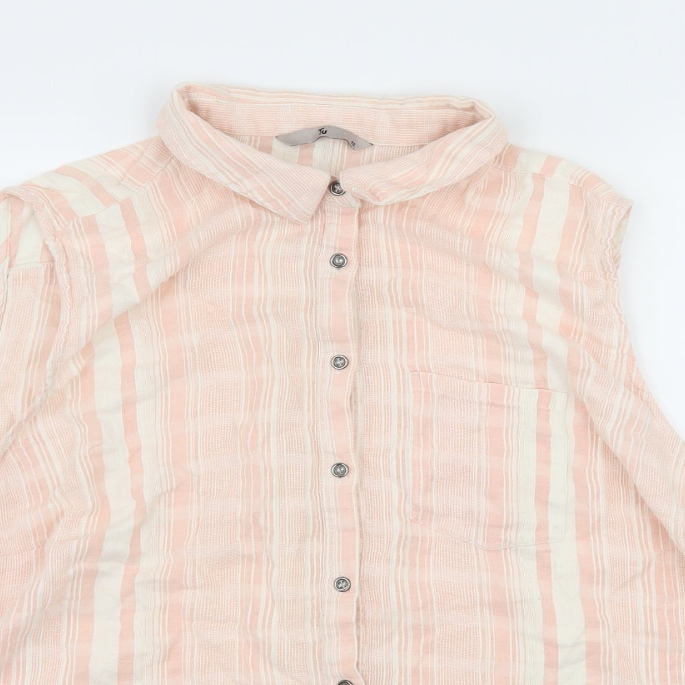 TU Womens Pink Striped  Basic Button-Up Size 22