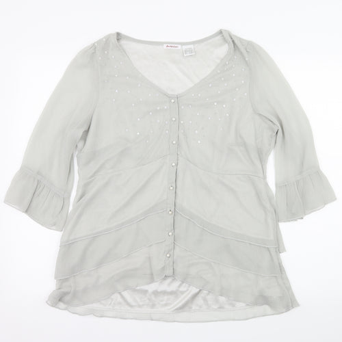ANNE WEYBURN Womens Grey   Basic Blouse Size 20