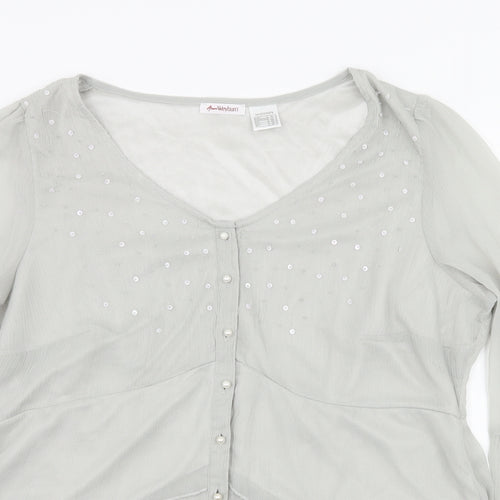 ANNE WEYBURN Womens Grey   Basic Blouse Size 20