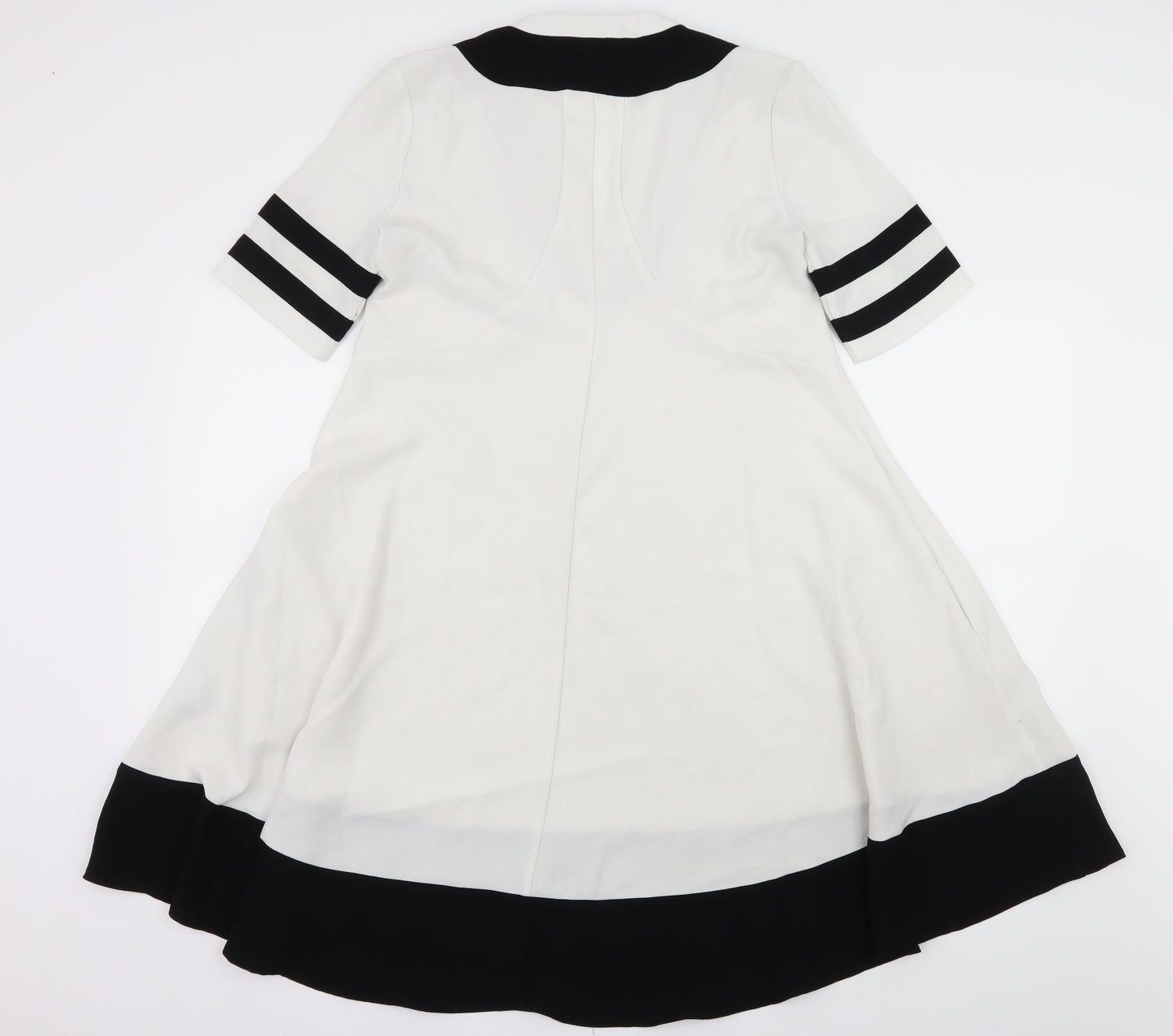 H&M Womens White Striped  Skater Dress  Size 8