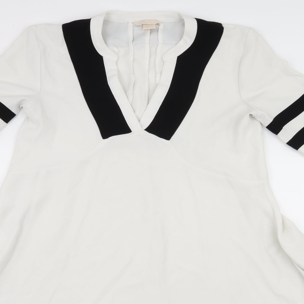 H&M Womens White Striped  Skater Dress  Size 8