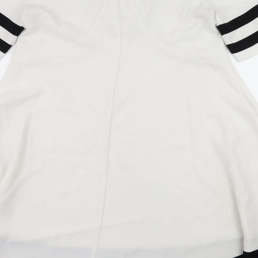 H&M Womens White Striped  Skater Dress  Size 8
