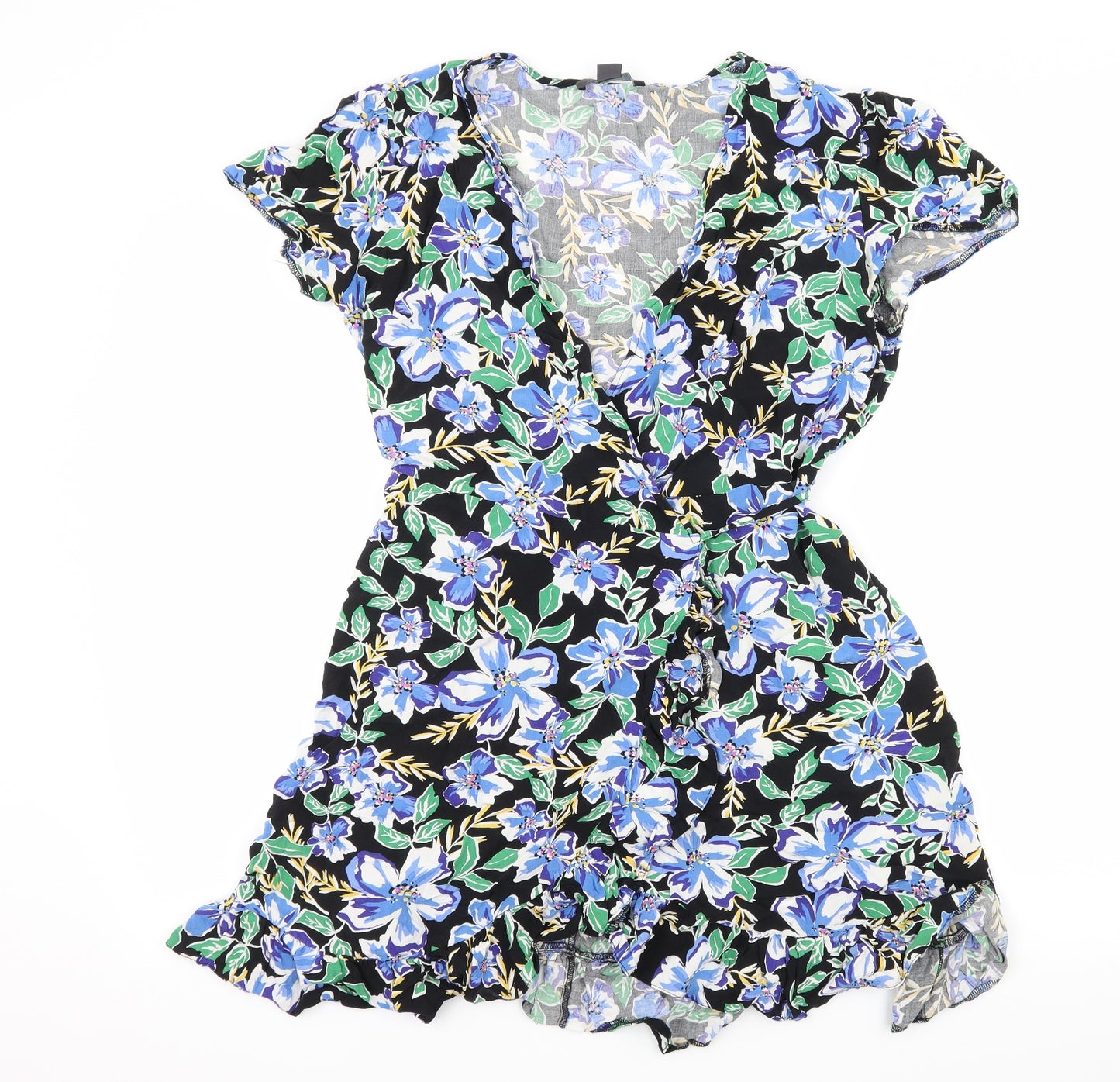 Primark Womens Black Floral  Wrap Dress  Size 16