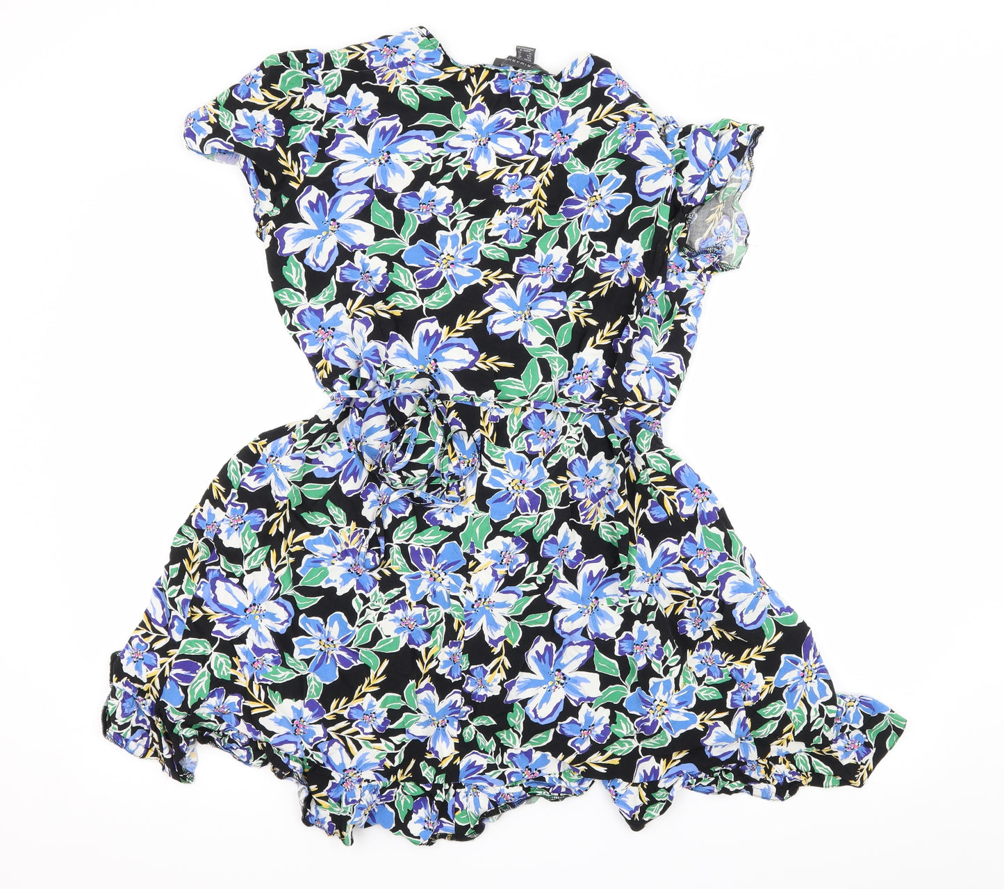Primark Womens Black Floral  Wrap Dress  Size 16