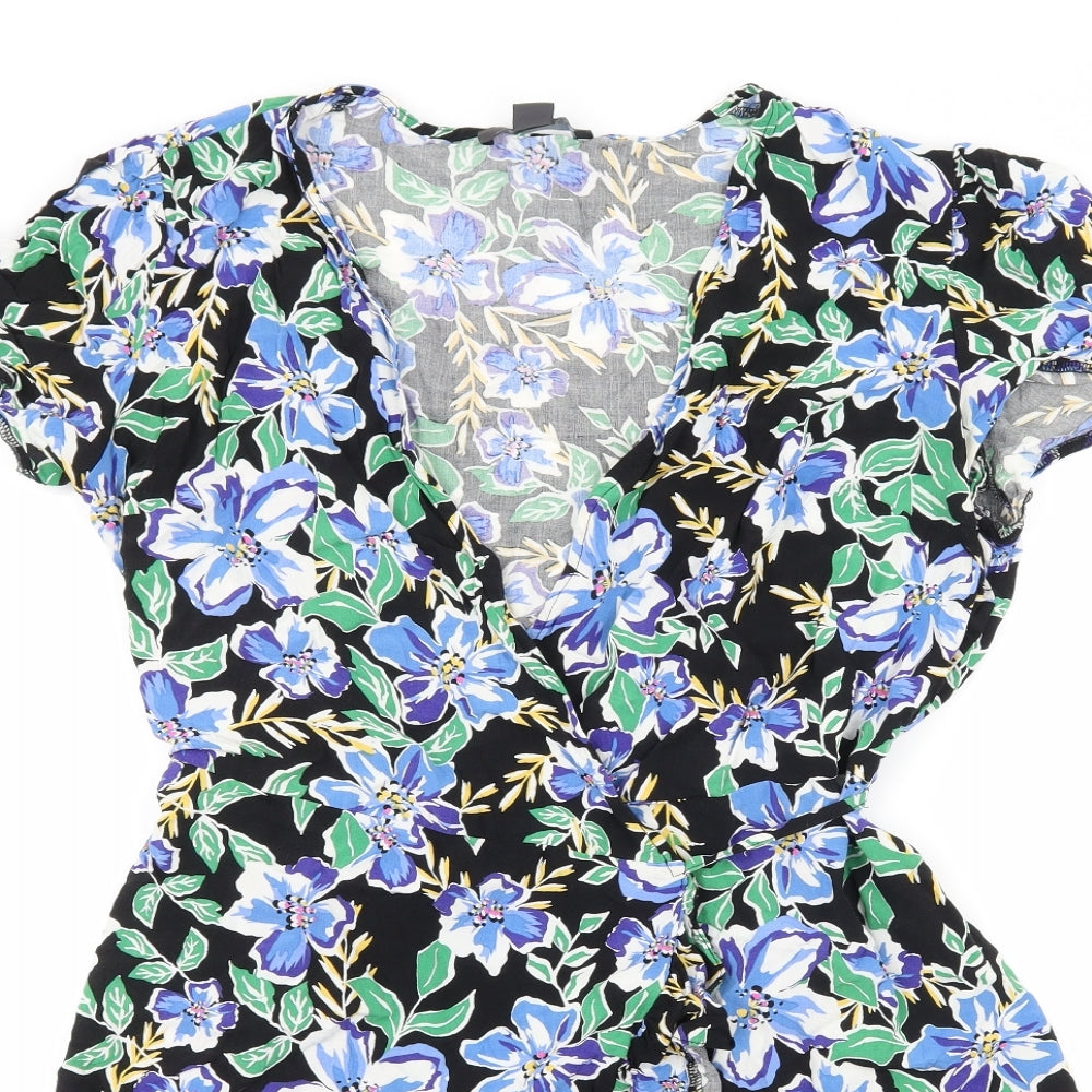 Primark Womens Black Floral  Wrap Dress  Size 16