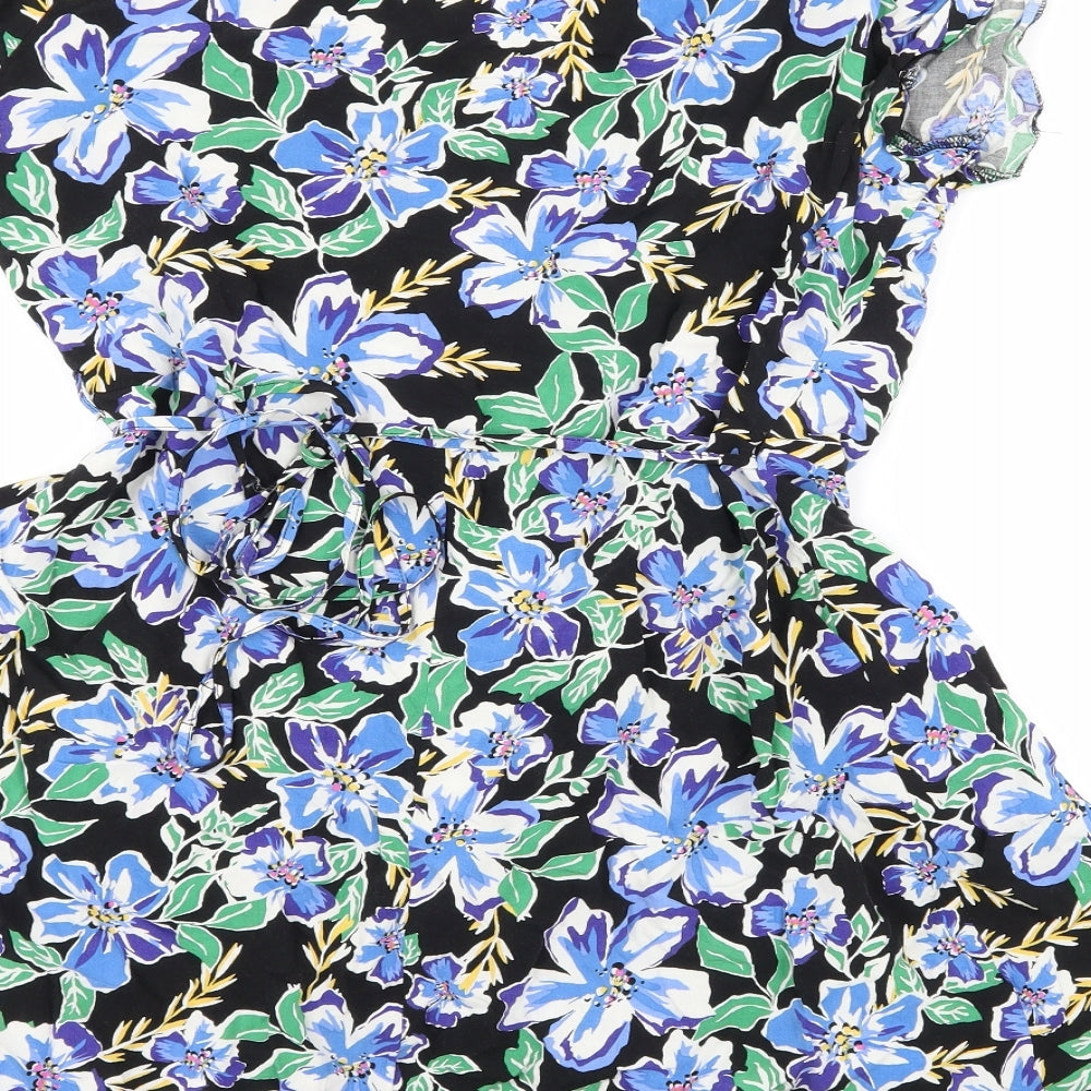Primark Womens Black Floral  Wrap Dress  Size 16