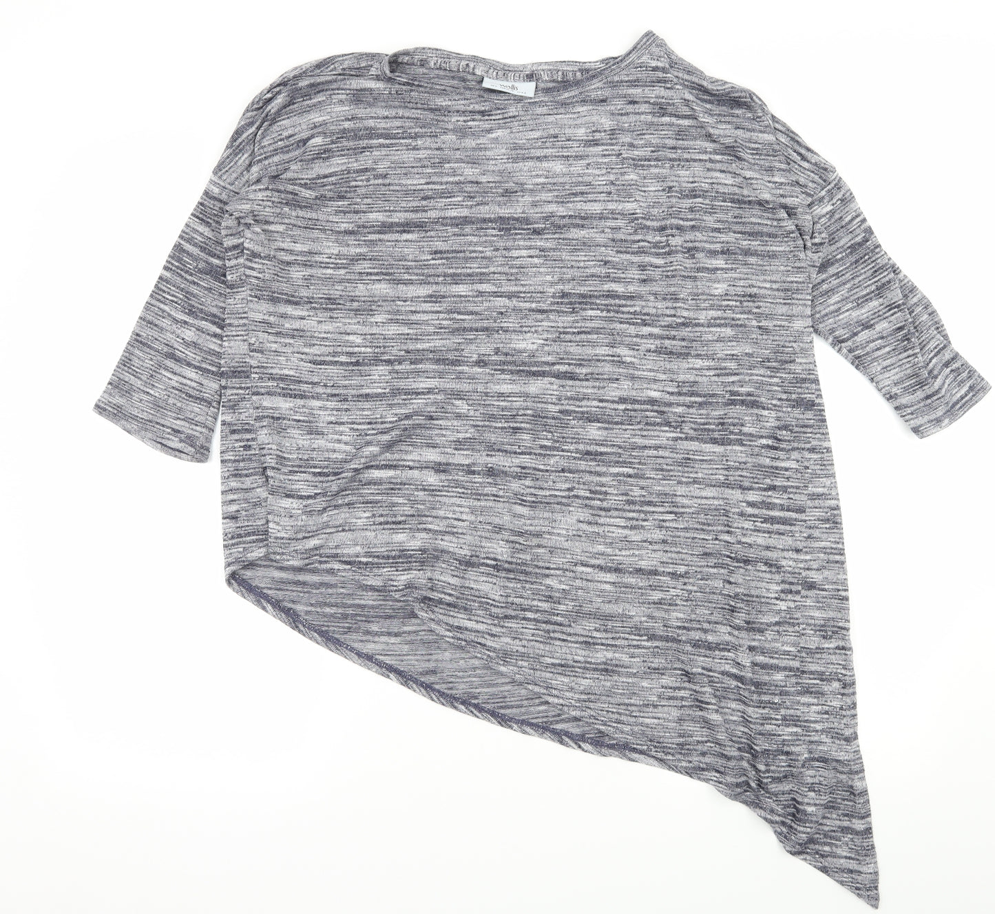 Wallis Womens Blue Striped  Basic T-Shirt Size S  - Asymmetric Hem