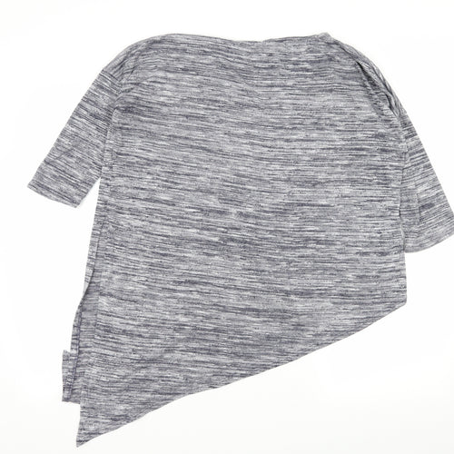 Wallis Womens Blue Striped  Basic T-Shirt Size S  - Asymmetric Hem