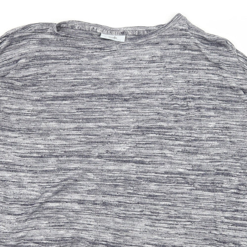 Wallis Womens Blue Striped  Basic T-Shirt Size S  - Asymmetric Hem