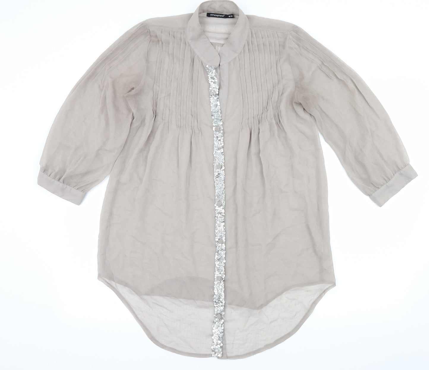 Atmosphere Womens Grey  Chiffon Basic Blouse Size 10