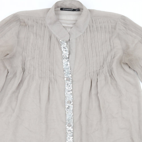Atmosphere Womens Grey  Chiffon Basic Blouse Size 10