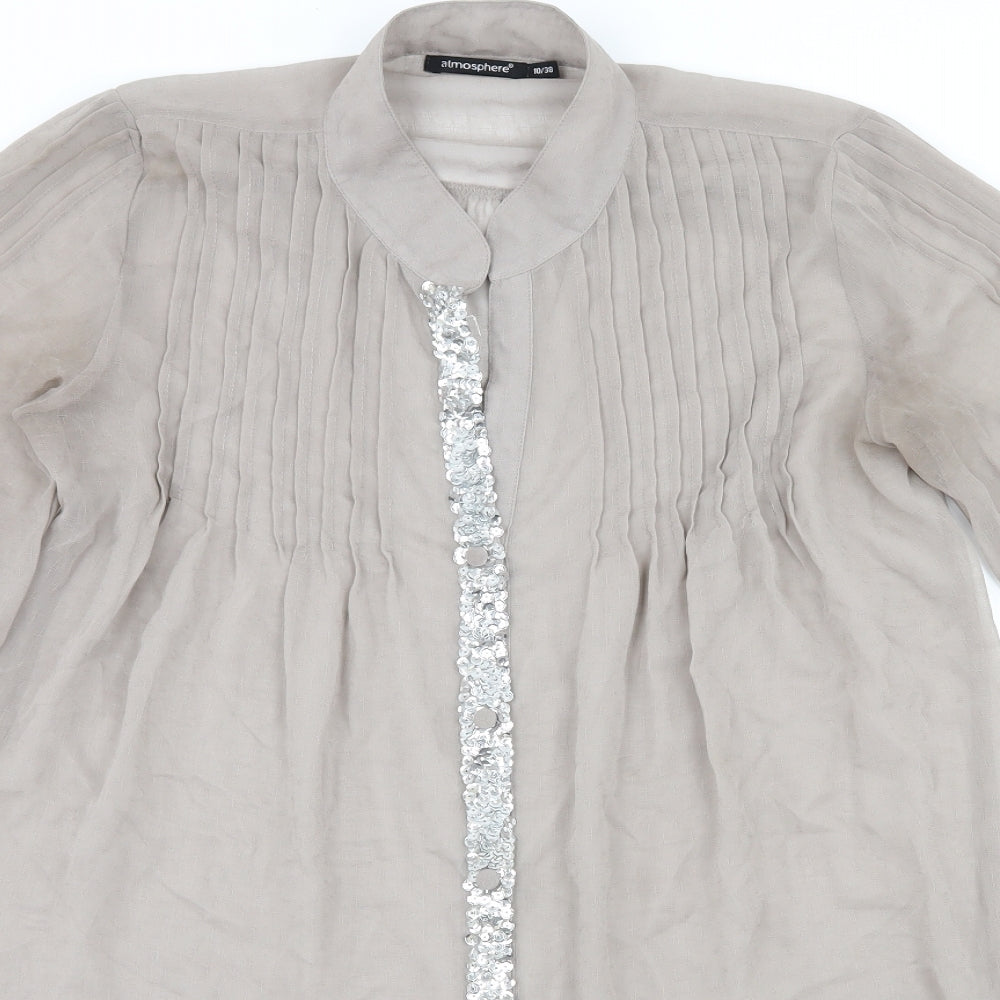 Atmosphere Womens Grey  Chiffon Basic Blouse Size 10
