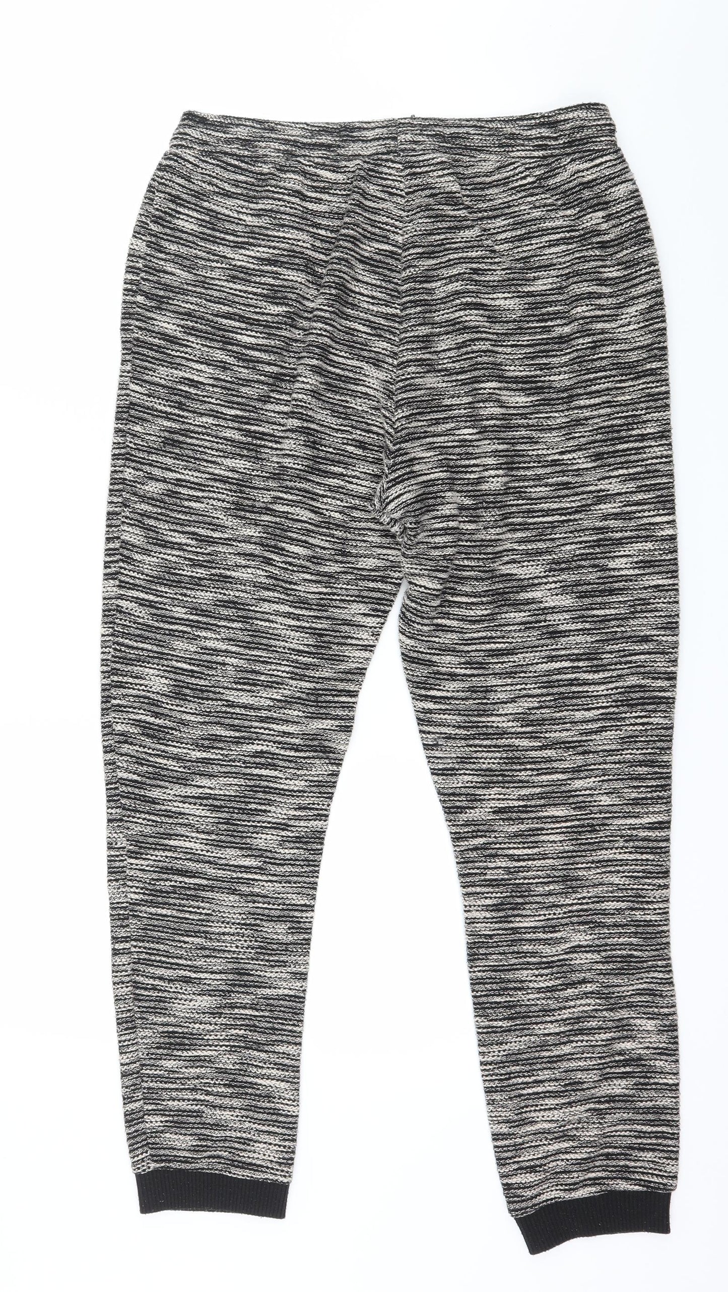 Marks and Spencer Womens Black Striped Jersey Jogger Trousers Size 14 L27 in