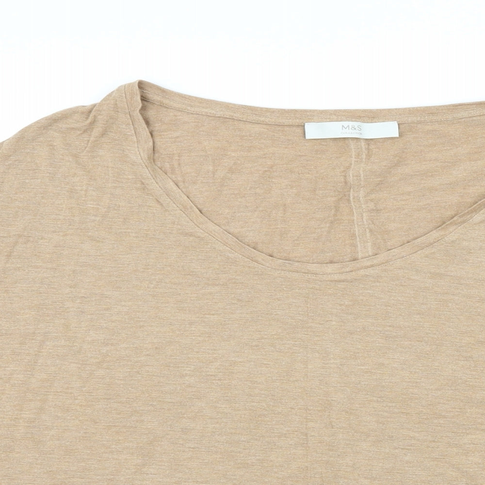 Marks and Spencer Womens Brown  Jersey Basic T-Shirt Size 16