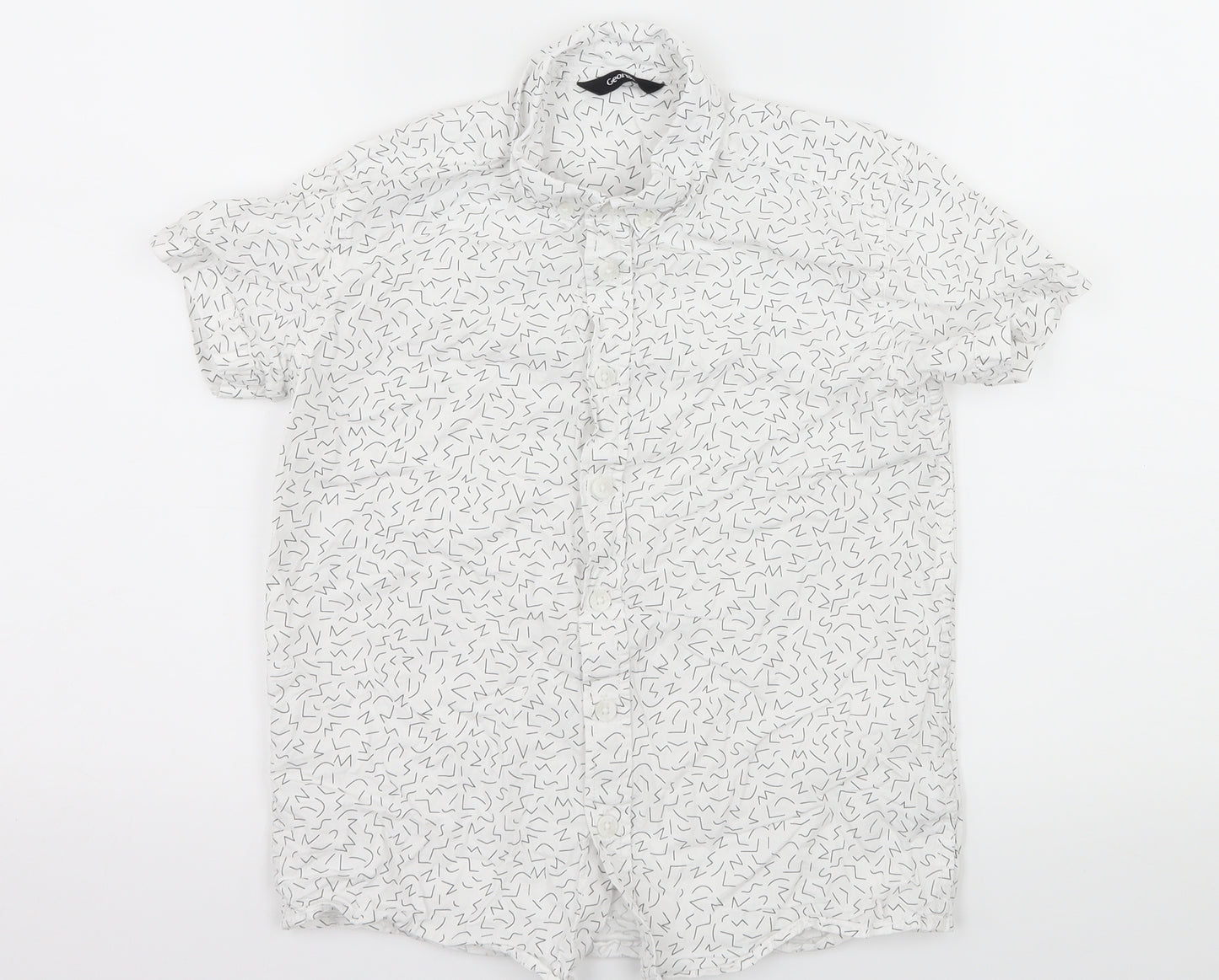 George Boys White Geometric  Basic Button-Up Size 8-9 Years