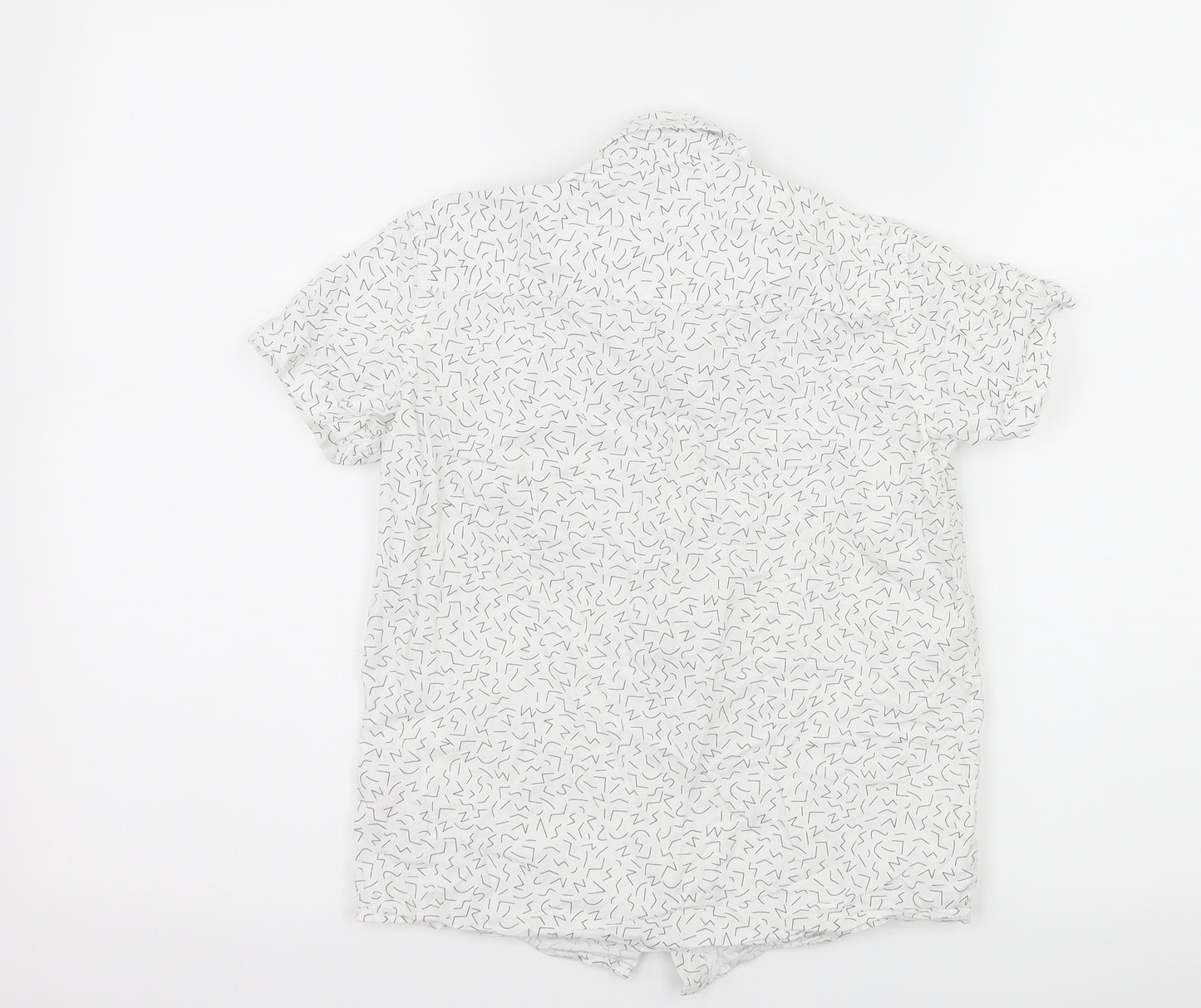 George Boys White Geometric  Basic Button-Up Size 8-9 Years