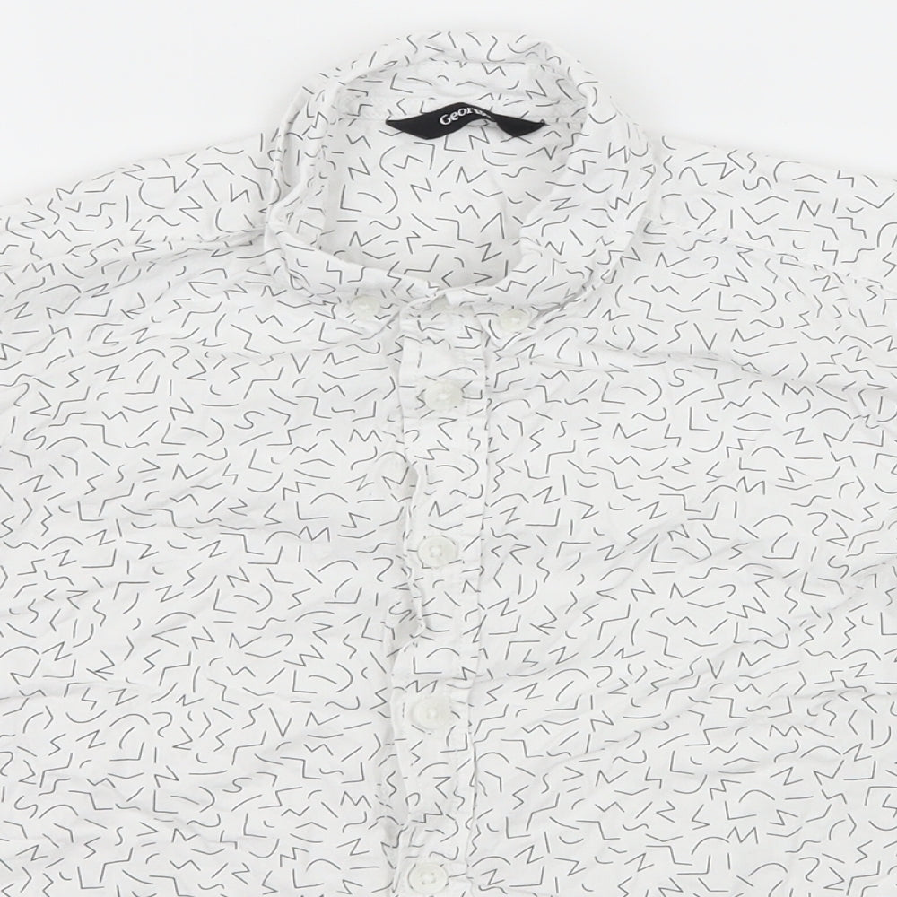 George Boys White Geometric  Basic Button-Up Size 8-9 Years