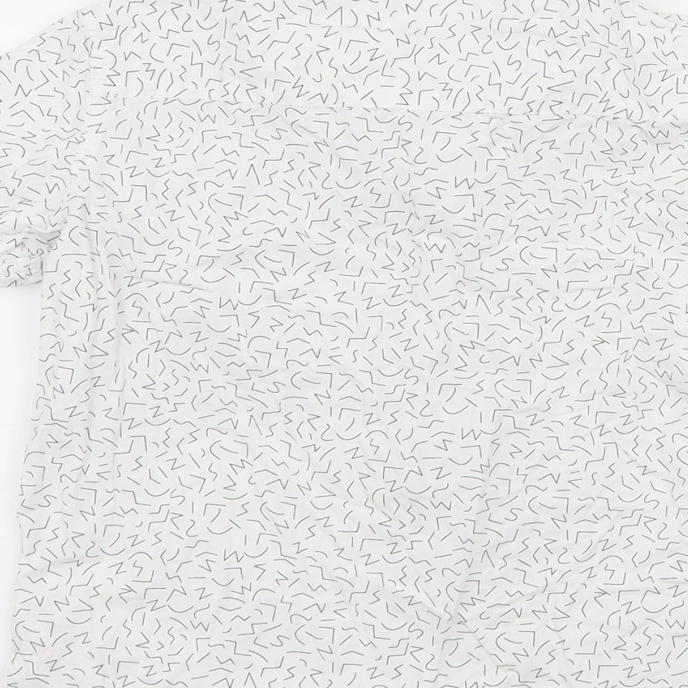 George Boys White Geometric  Basic Button-Up Size 8-9 Years