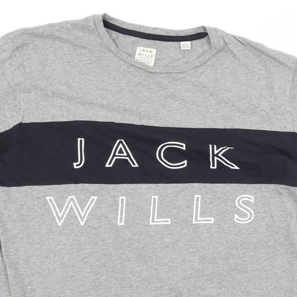 Jack Wills Mens Grey  Jersey  T-Shirt Size S