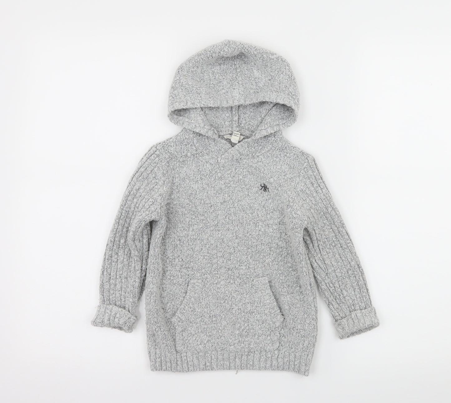 River Island Boys Grey  Knit Pullover Hoodie Size 3-4 Years