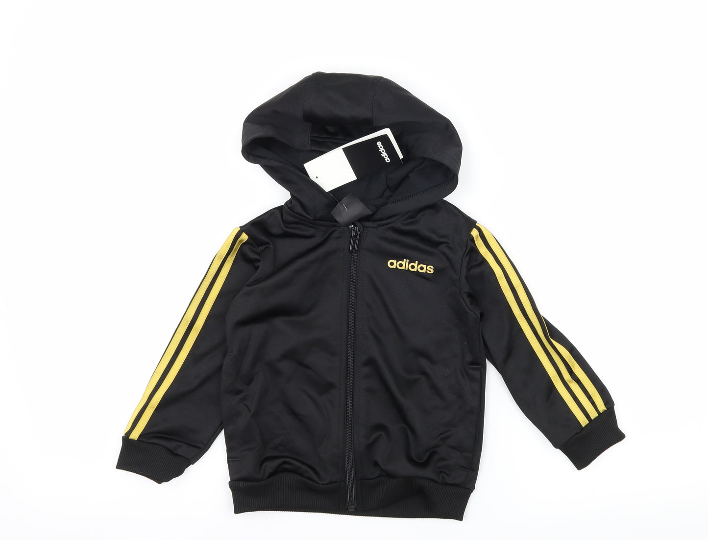 adidas Boys Black Striped Jersey Jacket  Size 18-24 Months