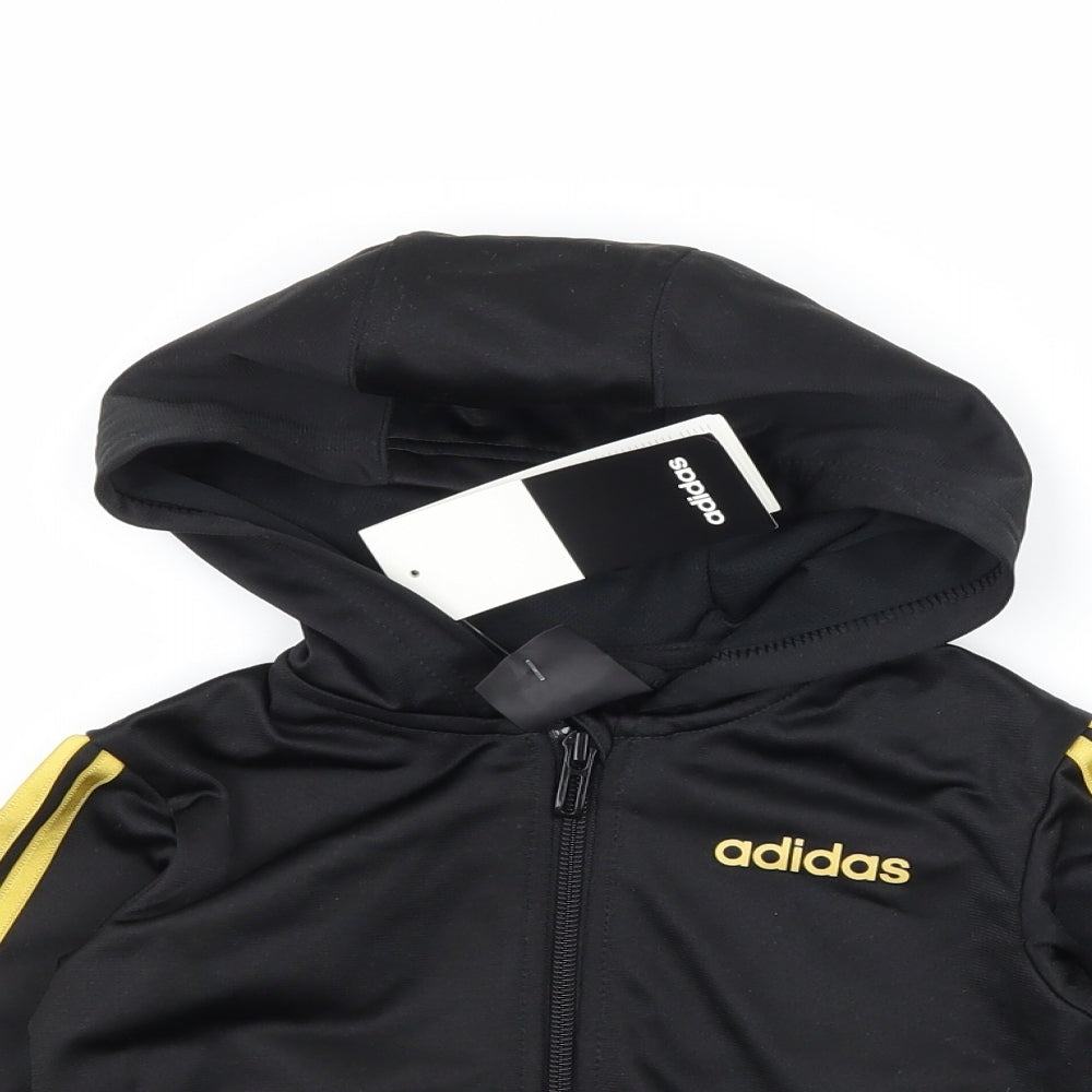 adidas Boys Black Striped Jersey Jacket  Size 18-24 Months