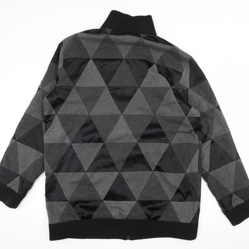 Aqua Mens Grey Geometric Jersey Full Zip Sweatshirt Size L