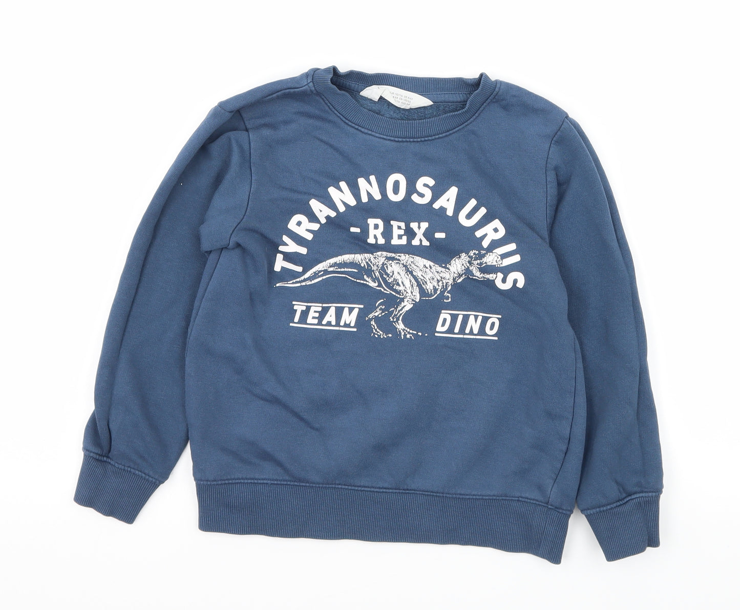 H&M Boys Blue  Jersey Pullover Sweatshirt Size 5-6 Years  - T-Rex