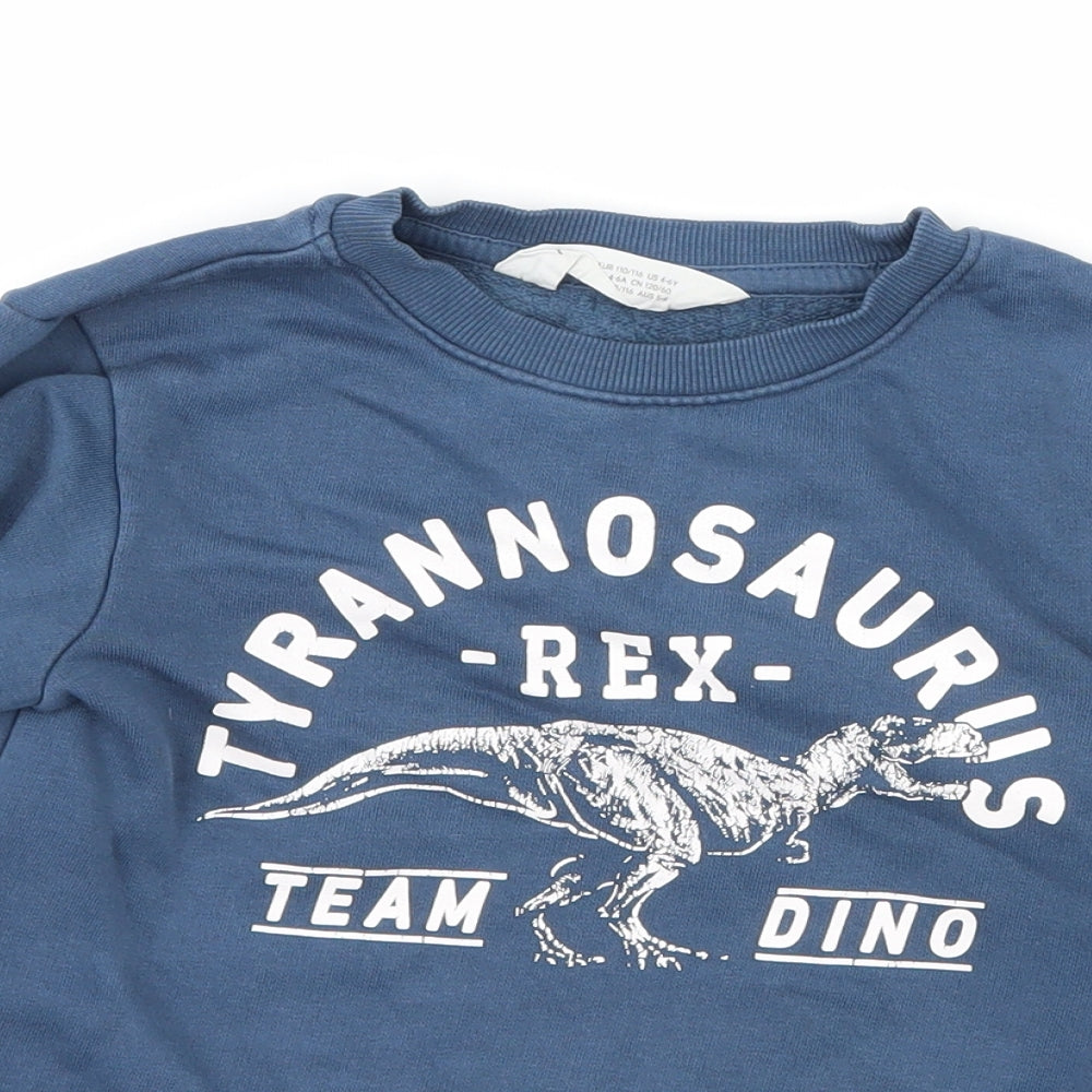H&M Boys Blue  Jersey Pullover Sweatshirt Size 5-6 Years  - T-Rex