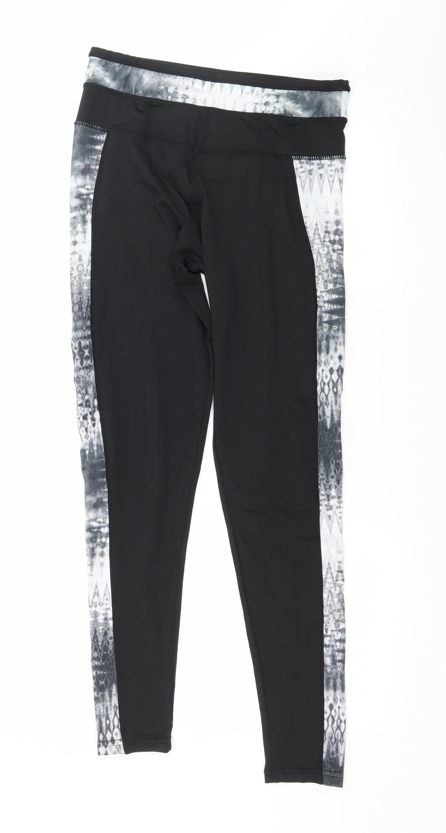 WORKOUT Womens Black Striped  Pedal Pusher Leggings Size 10 L28 in