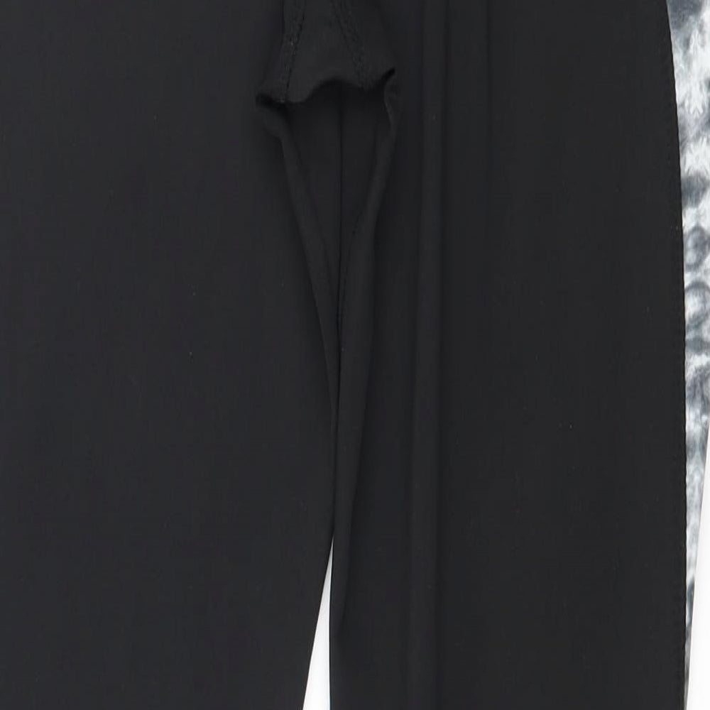 WORKOUT Womens Black Striped  Pedal Pusher Leggings Size 10 L28 in