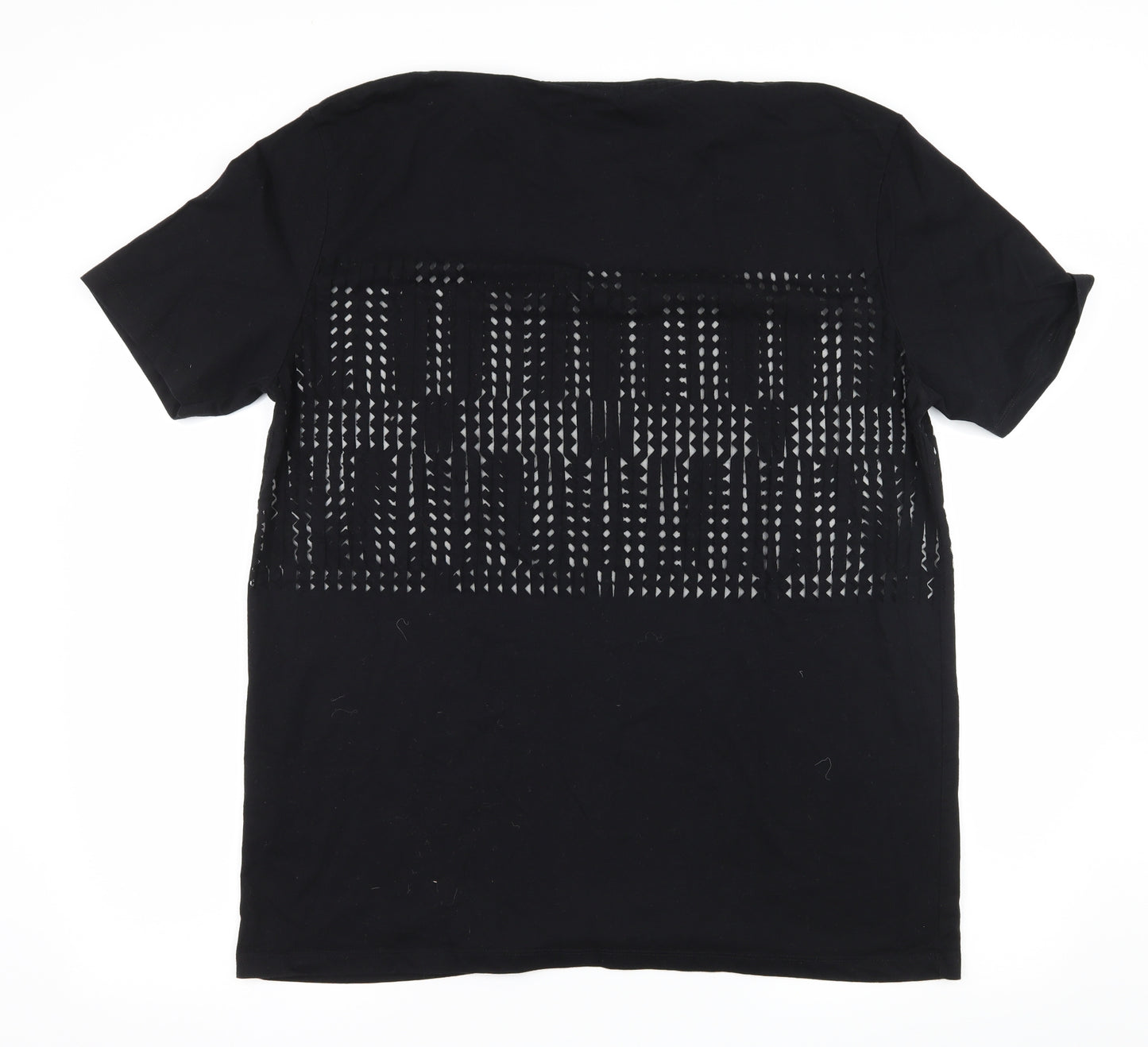 Topman Mens Black Geometric Jersey  T-Shirt Size XL  - sheer