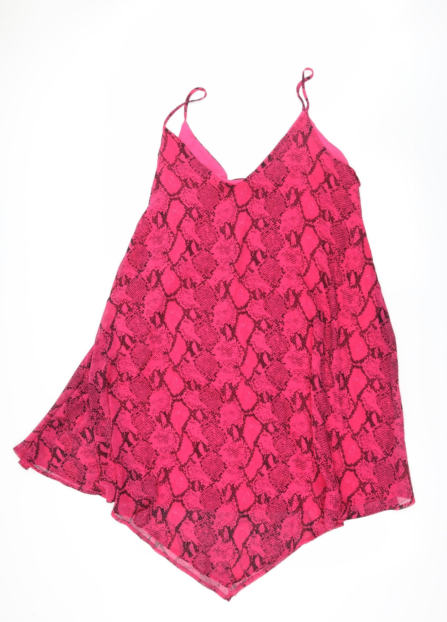 F&F Womens Pink Animal Print Chiffon Slip Dress  Size 20  - Snake print