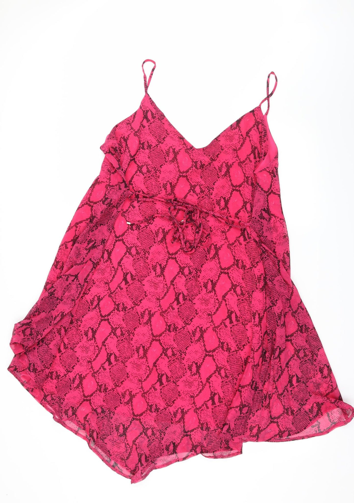 F&F Womens Pink Animal Print Chiffon Slip Dress  Size 20  - Snake print
