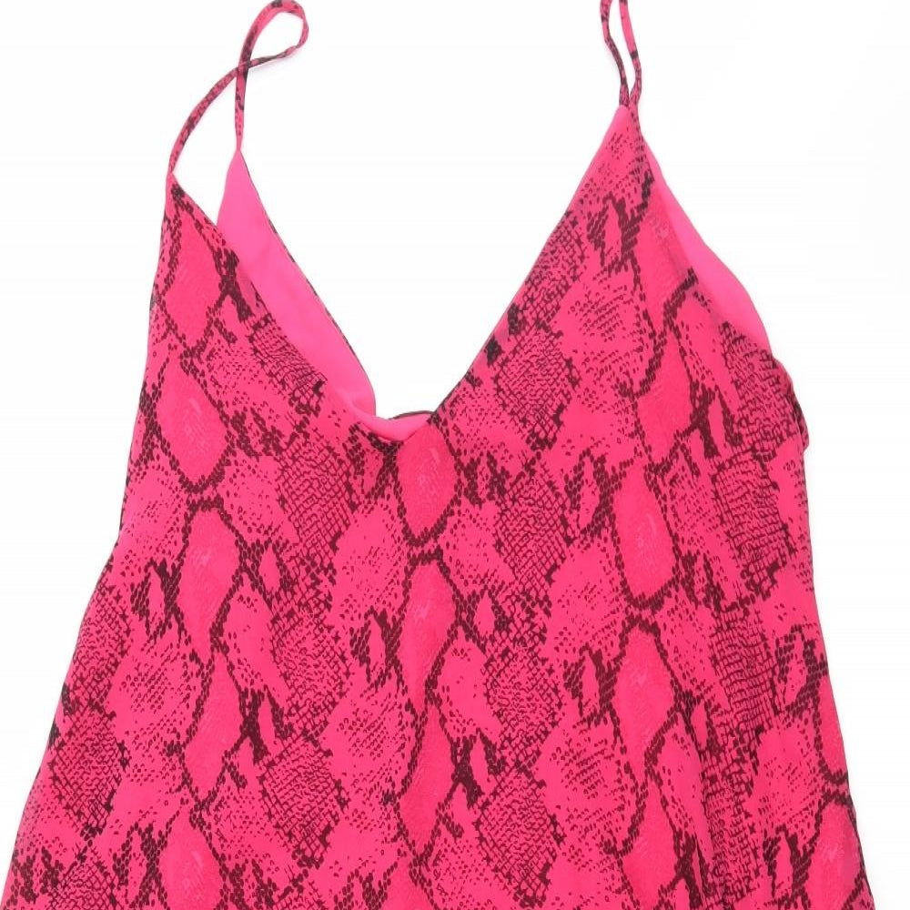 F&F Womens Pink Animal Print Chiffon Slip Dress  Size 20  - Snake print