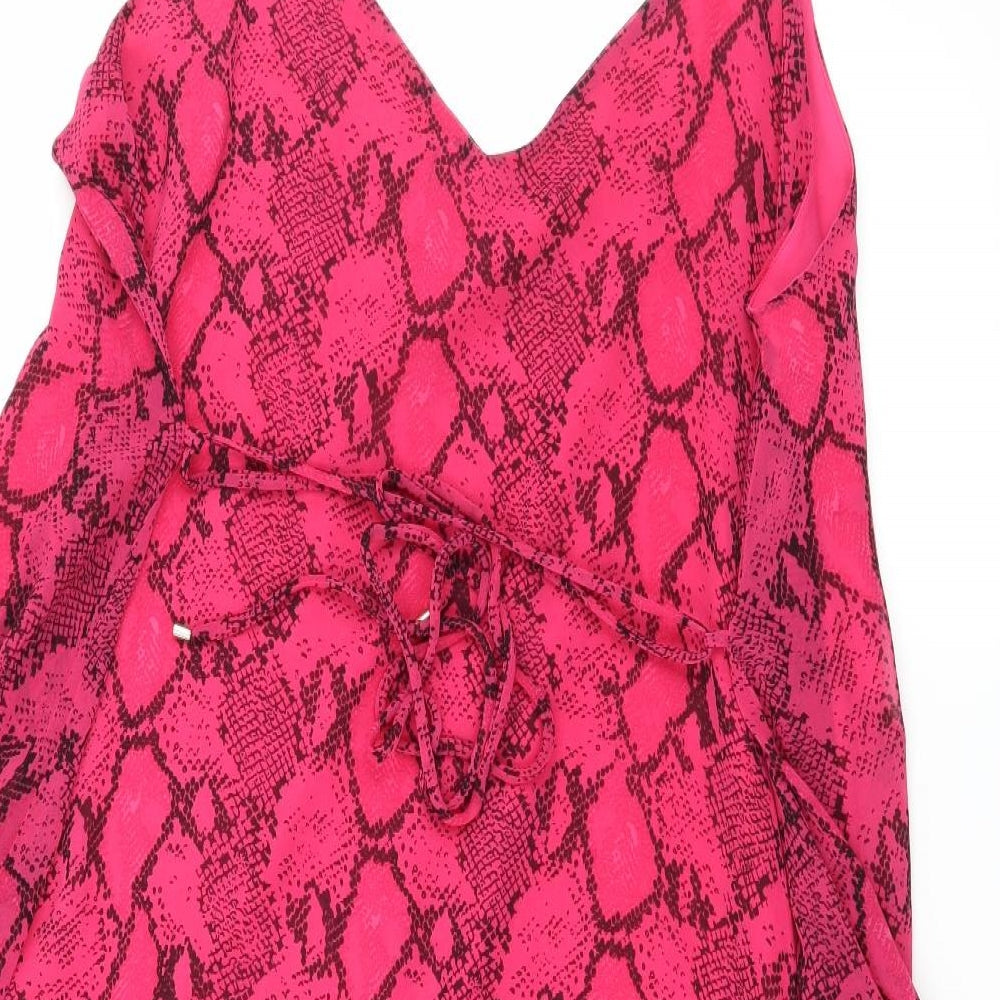 F&F Womens Pink Animal Print Chiffon Slip Dress  Size 20  - Snake print