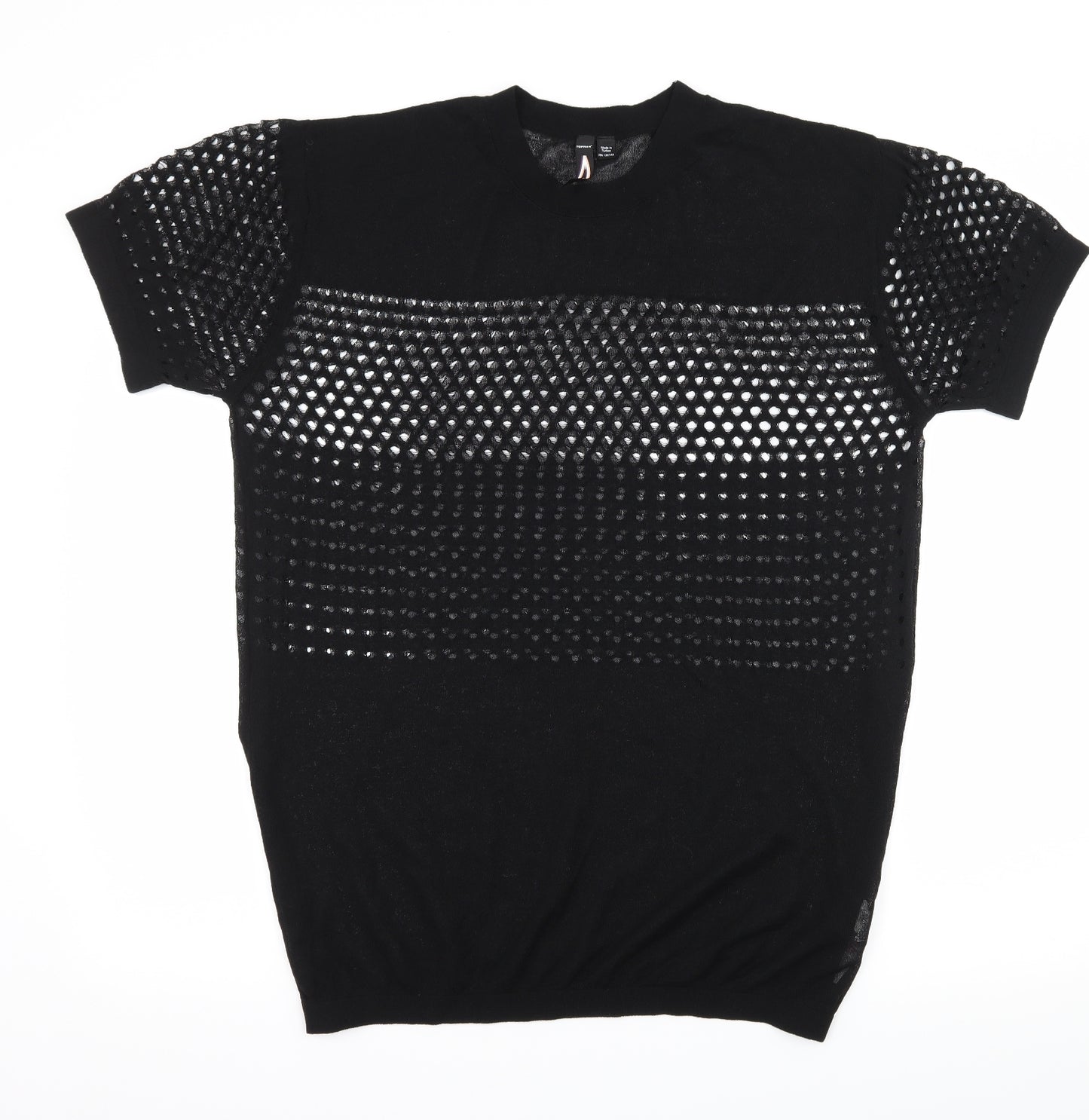 Topman Mens Black  Knit  T-Shirt Size M  - Sheer
