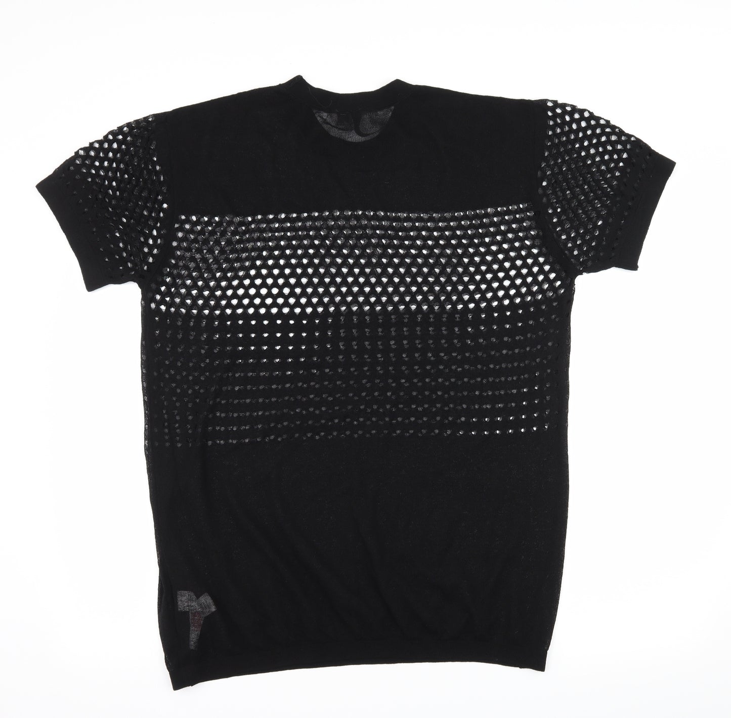 Topman Mens Black  Knit  T-Shirt Size M  - Sheer