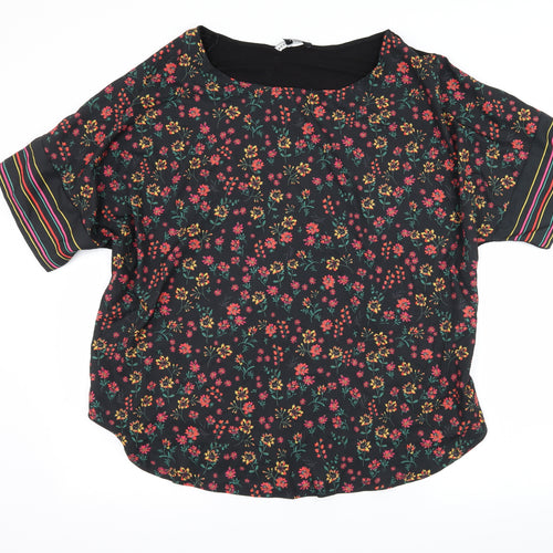 Peacocks Womens Black Floral  Basic Blouse Size 22