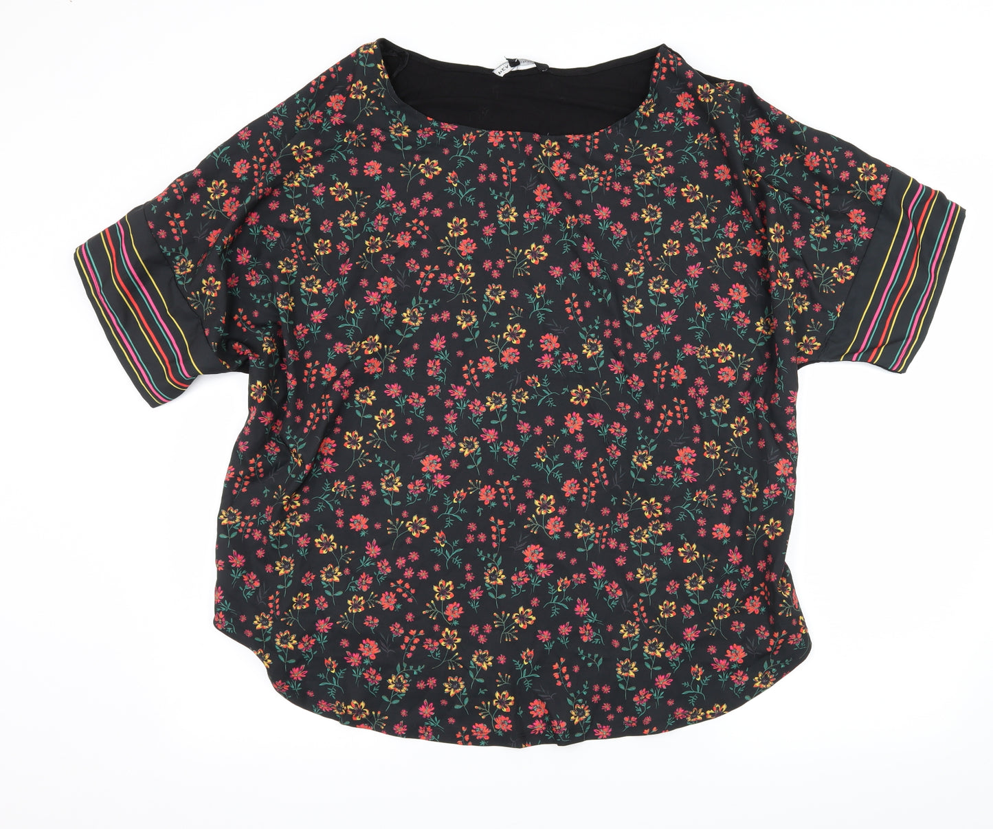 Peacocks Womens Black Floral  Basic Blouse Size 22