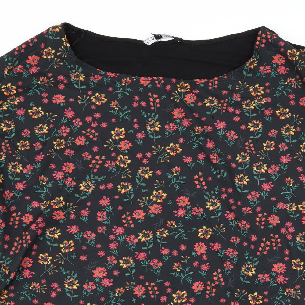 Peacocks Womens Black Floral  Basic Blouse Size 22