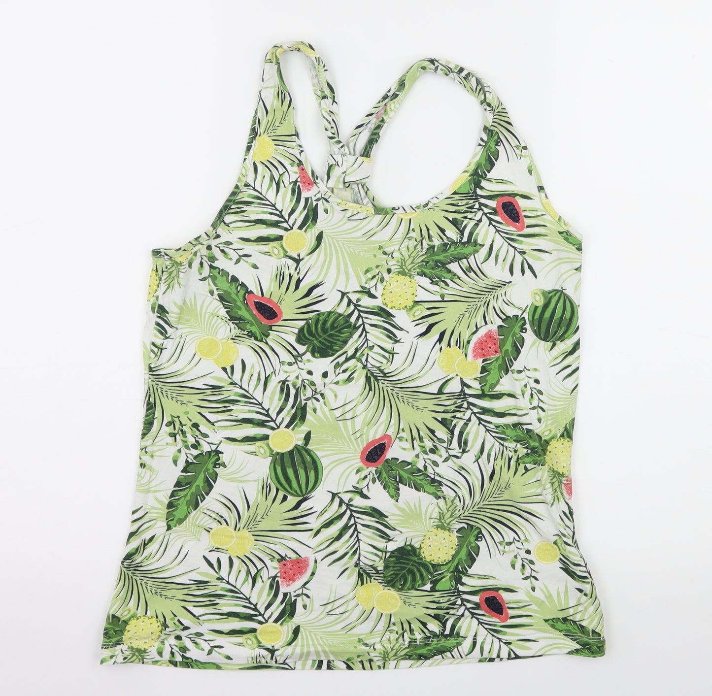 ESMARA Womens Green Floral Jersey Basic Tank Size 12
