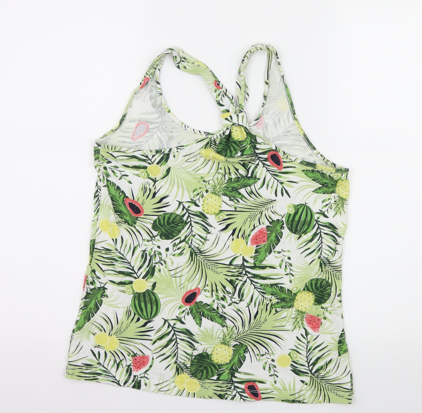 ESMARA Womens Green Floral Jersey Basic Tank Size 12