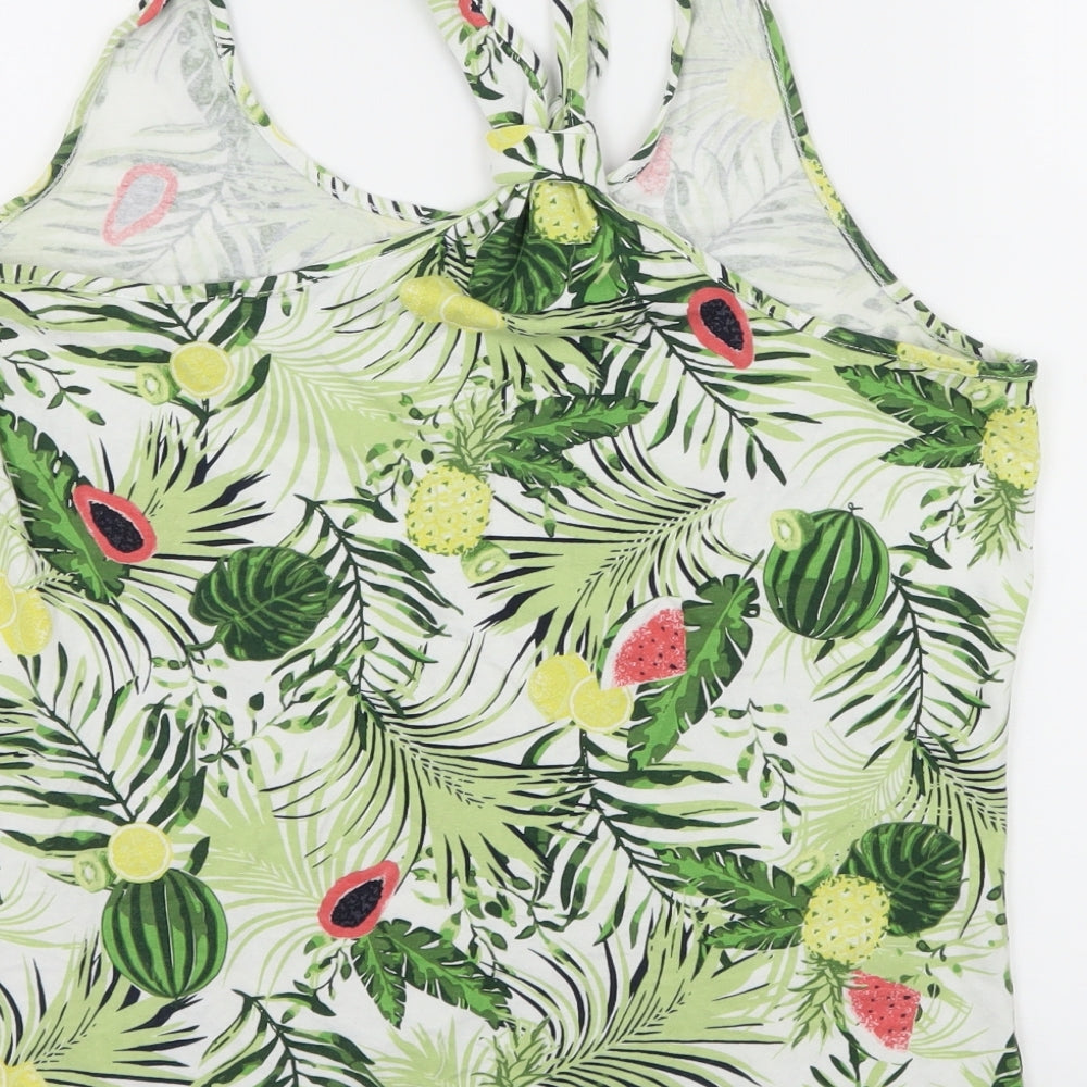 ESMARA Womens Green Floral Jersey Basic Tank Size 12