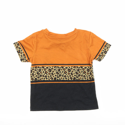 River Island Boys Brown Striped Jersey Basic T-Shirt Size 2-3 Years
