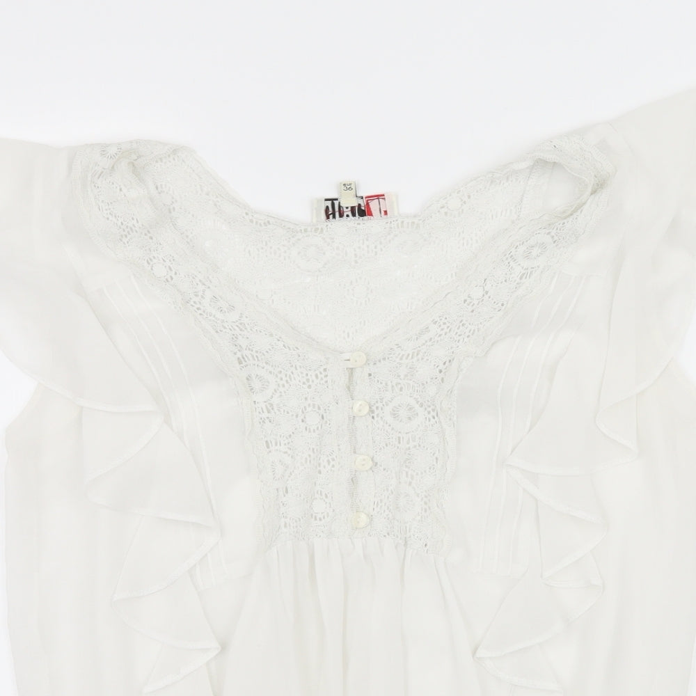 River Island Womens White   Basic Blouse Size 10  - Sheer