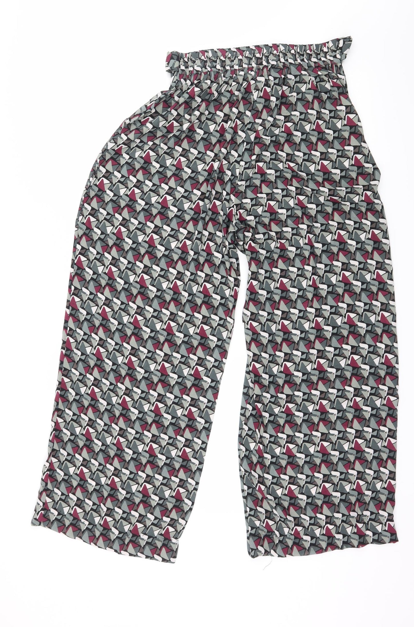 Tenki Womens Grey Geometric Chiffon Trousers  Size S L26 in