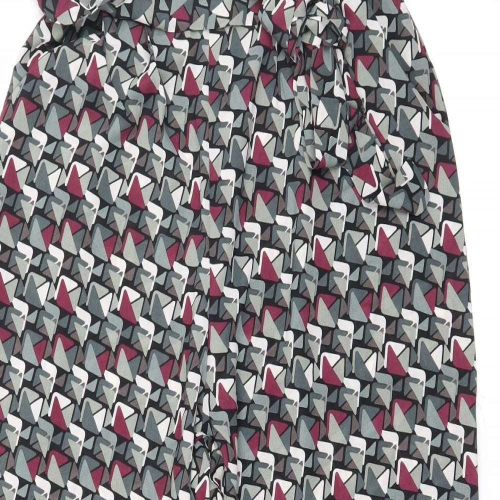 Tenki Womens Grey Geometric Chiffon Trousers  Size S L26 in