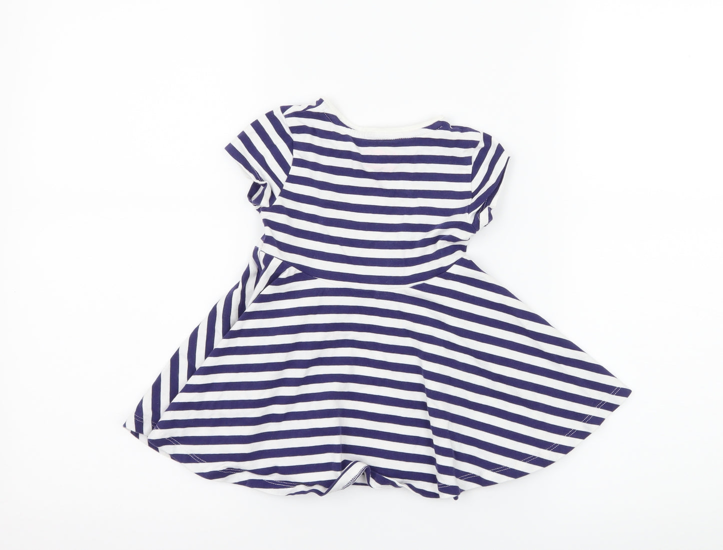 F&F Girls Blue Striped Jersey Skater Dress  Size 12-18 Months